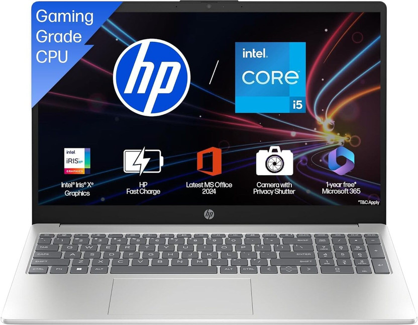 HP MS Office 2024 Intel Core i5 13th Gen 13420H - (16 GB/512 GB SSD/Windows 11 Home) 15-fr0045TU Thin and Light Laptop(15.6 inch, Natural Silver, 1.65 Kg, With MS Office)