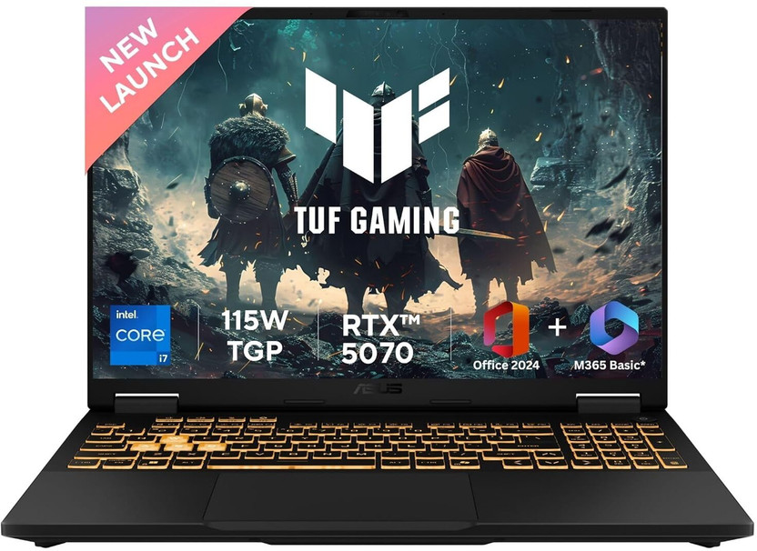 ASUS TUF Gaming F16 (2025) with Office 2024 + M365 Basic* Intel Core i7 14th Gen 14650HX - (16 GB/1 TB SSD/Windows 11 Home/8 GB Graphics/Intel Graphics NVIDIA GeForce RTX 5050/165 GHz) FX608JHR-RV135WS Gaming Laptop(16 Inch, Jaeger Gray, 2.2 kg, With MS Office)