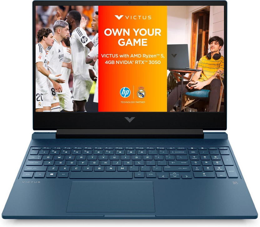 HP Victus 15 AMD Ryzen 5 Hexa Core 5600H - (16 GB/512 GB SSD/Windows 11 Home/4 GB Graphics/NVIDIA GeForce RTX 3050) 15-fb0106AX / 15-fb0112AX Gaming Laptop(15.3 Inch, Dark Blue, 2.37 kg, With MS Office)