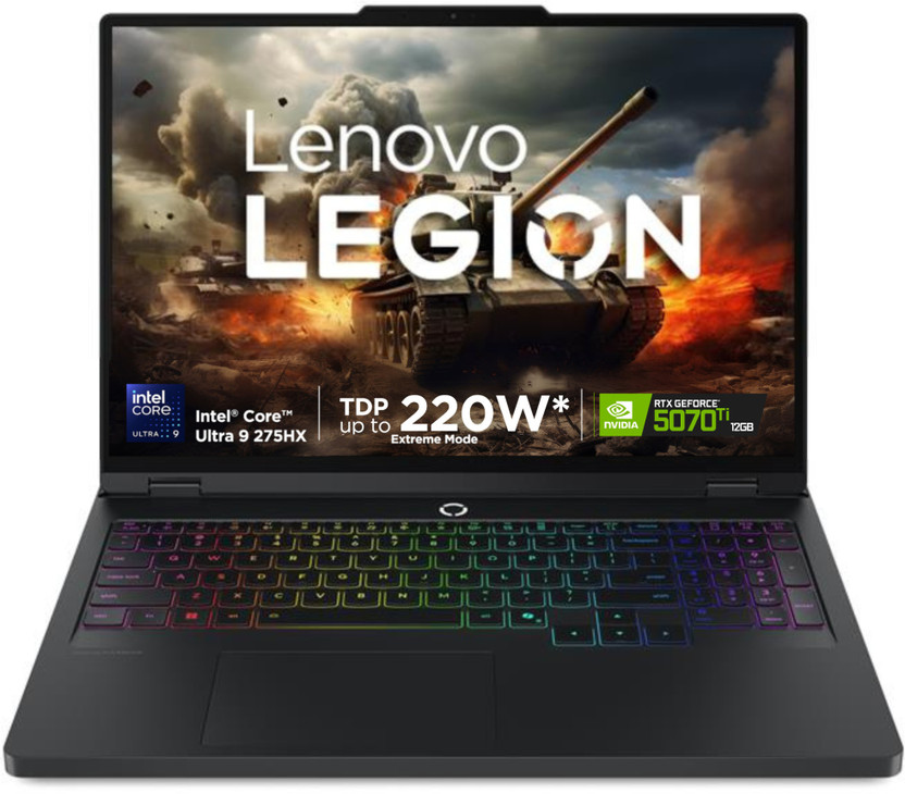 Lenovo Legion Pro 5 WQXGA OLED Intel Core Ultra 9 275HX - (32 GB/1 TB SSD/Windows 11 Home/12 GB Graphics/NVIDIA GeForce RTX 5070 Ti) Legion Pro 5 16IAX10H Gaming Laptop(16 inch, Eclipse Black, 2.42 kg, With MS Office)