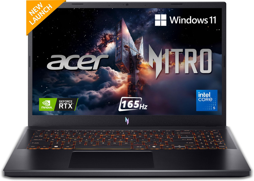 Acer Nitro V 15 (i5 14th Gen) Intel Core 5 210H - (16 GB/512 GB SSD/Windows 11 Home/6 GB Graphics/NVIDIA GeForce RTX 4050) ANV15-52 Gaming Laptop(15.6 Inch, Obsidian Black, 2.113 Kg)