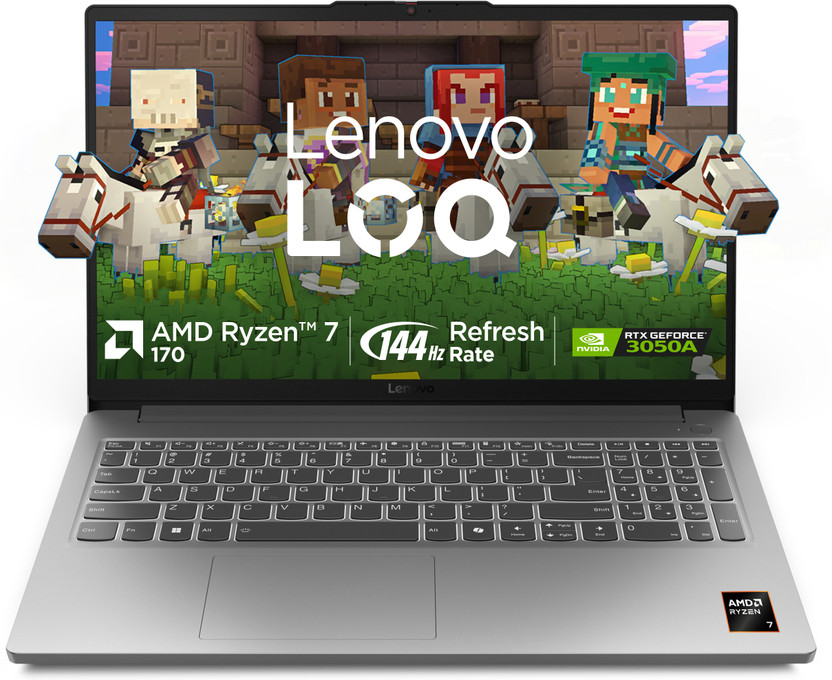 Lenovo LOQ Essential AMD Ryzen 7 Octa Core 170 - (16 GB/512 GB SSD/Windows 11 Home/4 GB Graphics/NVIDIA GeForce RTX 3050A) LOQ 15ARP10E Gaming Laptop(15.6 inch, Luna Grey, 1.8 kg, With MS Office)