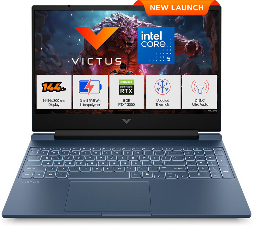 HP Victus (i5 14th Gen) Intel Core 5 210 H - (24 GB/512 GB SSD/Windows 11 Home/6 GB Graphics/NVIDIA GeForce RTX 3050) 15-fa2556TX Gaming Laptop(15.6 inch, Performance Blue, 2.29 kg, With MS Office)