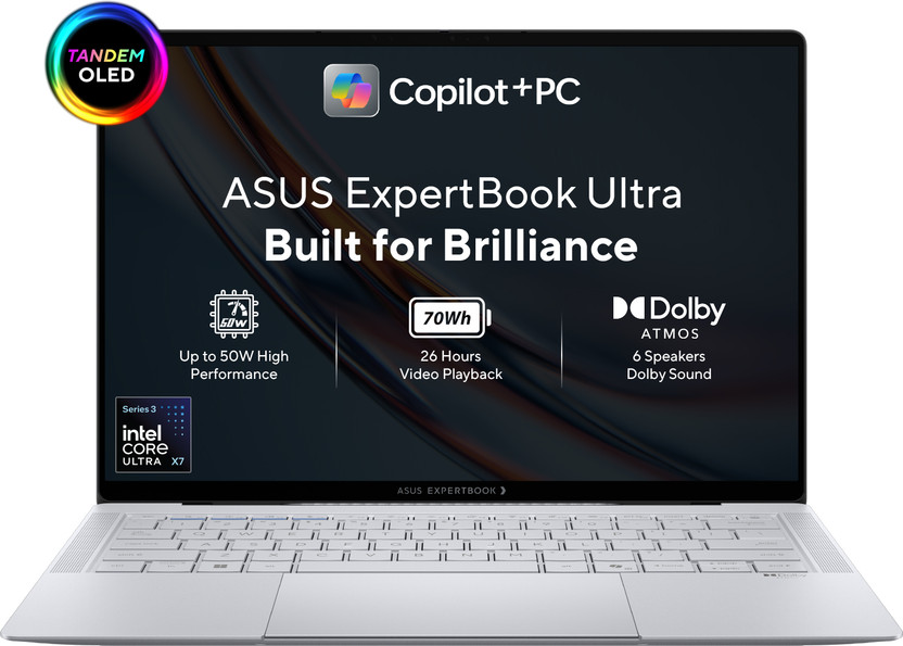 ASUS ExpertBook Ultra Copilot+ PC Intel Core Ultra X7 358H - (32 GB/1 TB SSD/Windows 11 Home) B9406CAA-TH1191WS Thin and Light Laptop(14 inch, Morn Grey, 1.10 kg, With MS Office)