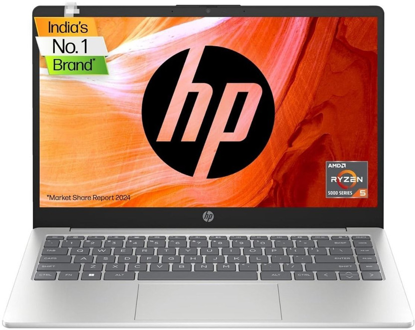 HP AMD Ryzen 5 Quad Core - (8 GB/512 GB SSD/Windows 11 Home) 14-em0026AU Thin and Light Laptop(14 inch, Natural Silver, With MS Office)