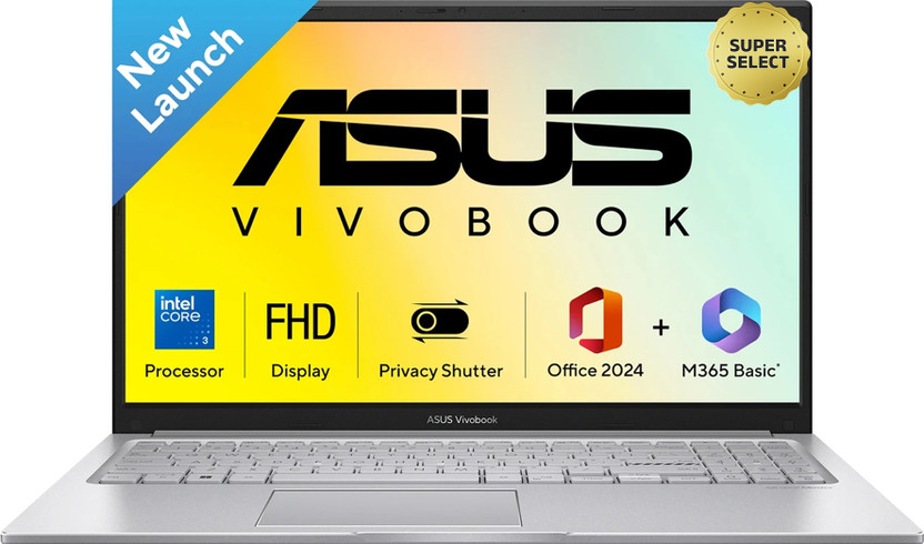 ASUS ASUS Vivobook 15 (2026) with Office 2024 + M365 Basic(i3 14th Gen) Intel Core 3 14th Gen 100U - (16 GB/512 GB SSD/Windows 11 Home) X1504VAP-BQ1341WS Thin and Light Laptop(15.6 inch, Cool Silver, 1.7 kg, With MS Office) - Flipkart Deal