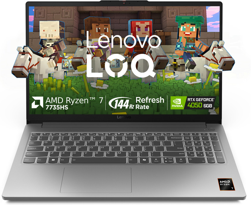 Lenovo LOQ Essential AMD Ryzen 7 Octa Core 7735HS - (16 GB/512 GB SSD/Windows 11 Home/6 GB Graphics/NVIDIA GeForce RTX 4050) LOQ 15ARP10E Gaming Laptop(15.6 inch, Luna Grey, 1.8 kg, With MS Office)