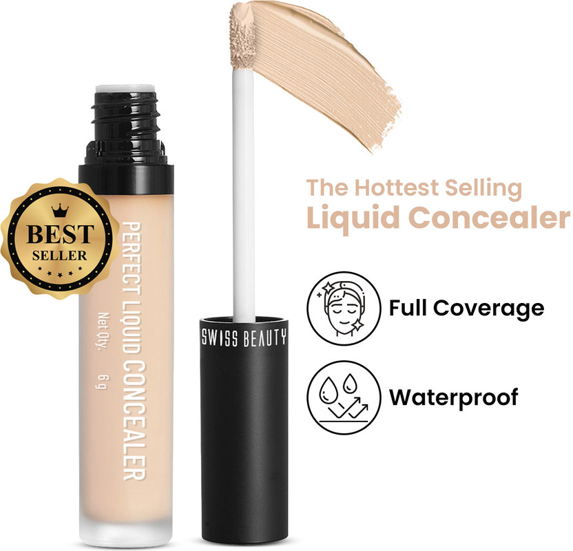 SWISS BEAUTY Liquid Lightweight Concealer | Full Coverage | Easy Blend | Matte Finish Concealer(Light - Moyen, 6 g)
