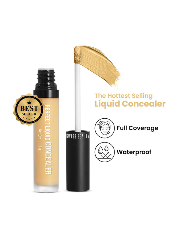 SWISS BEAUTY Liquid Lightweight Concealer | Full Coverage | Easy Blend | Matte Finish Concealer(Yellow, 6 ml)