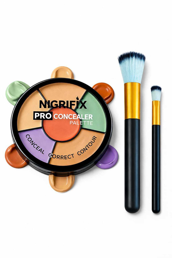 NIGRIFIX Pro Concealer Palette - Corrector|Full Coverage With 2 Pieces Makeup Brush Concealer(Multicolor, 15 ml)