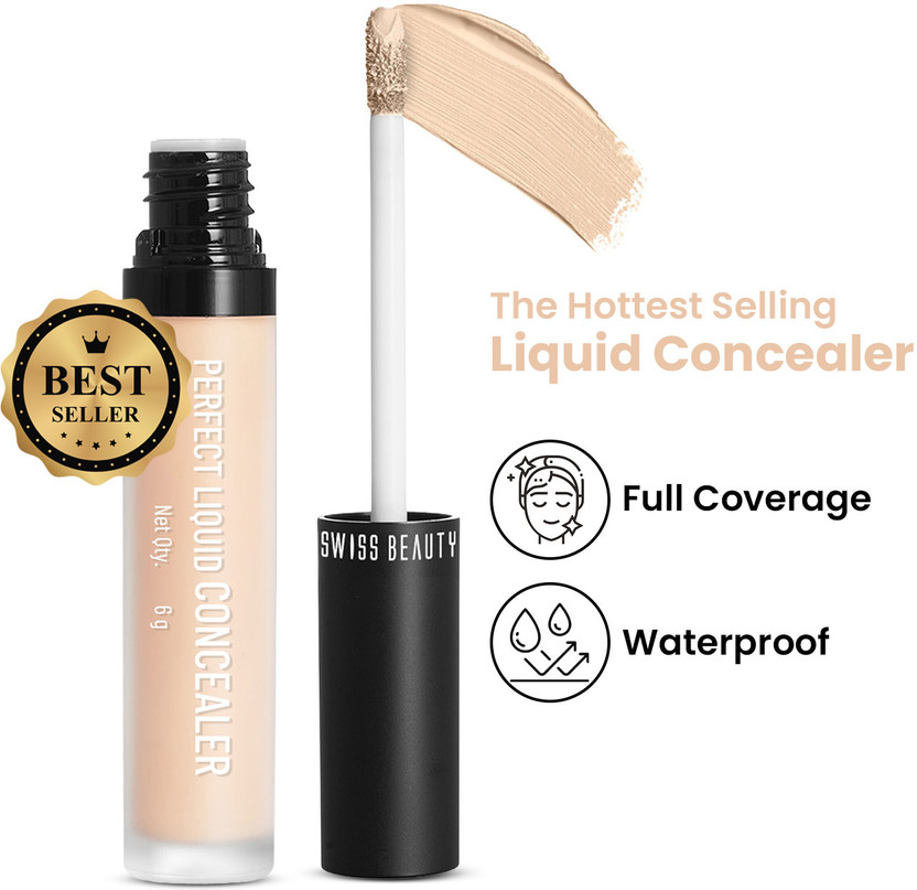SWISS BEAUTY Liquid Lightweight Concealer | Full Coverage | Easy Blend | Matte Finish Concealer(04 Medium - Beige, 6 ml)