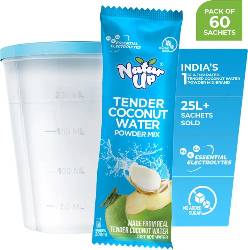 Naturup Tender Coconut Water Powder Mix | Nariyal Pani | No Artificial Colours, Flavours(60 x 12 g)