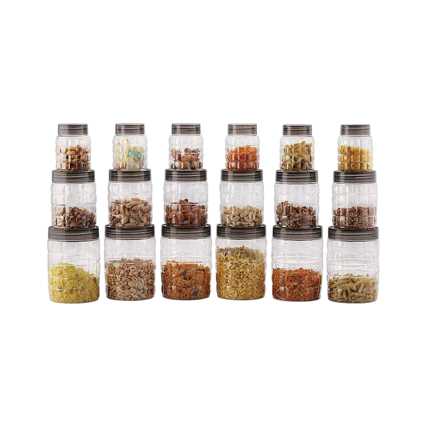 cello Plastic Grocery Container  - 300 ml, 650 ml, 1200 ml(Pack of 18, Clear)