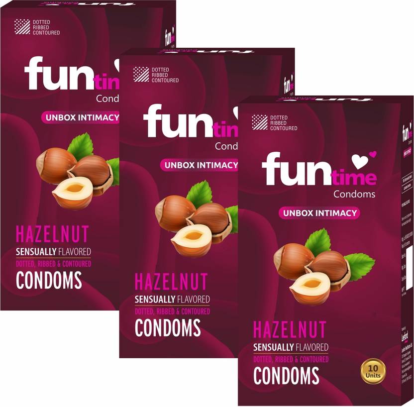 Funtime Dotted, Ribbed & Contoured Hazelnut Flavored Condom Count 10