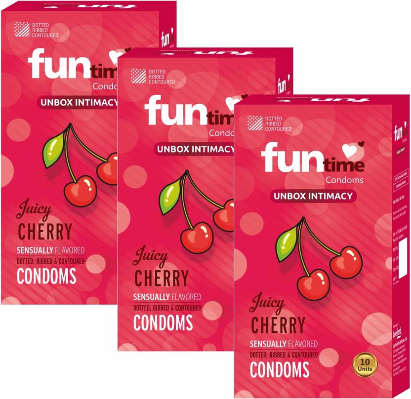 Funtime Dotted, Ribbed & Contoured Juicy Cherry Flavored Condom Count