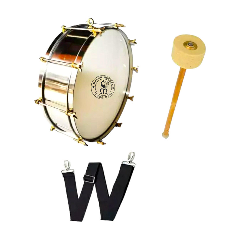 Mayur Musical Bass Drum Set with Beater Sticks and Belt Thaap Dhol Size: 18 Inches Conga(Fiber)