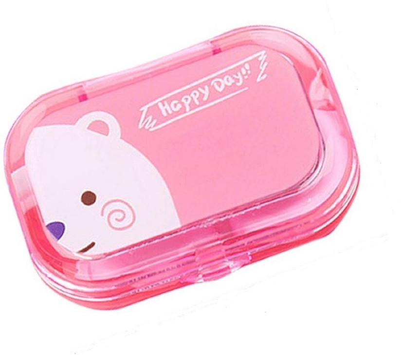 Mopslik Mini Transparent Fiber Plastic Travel Contact Lens Case Storage Box ( Pink )(Pack of: 1)