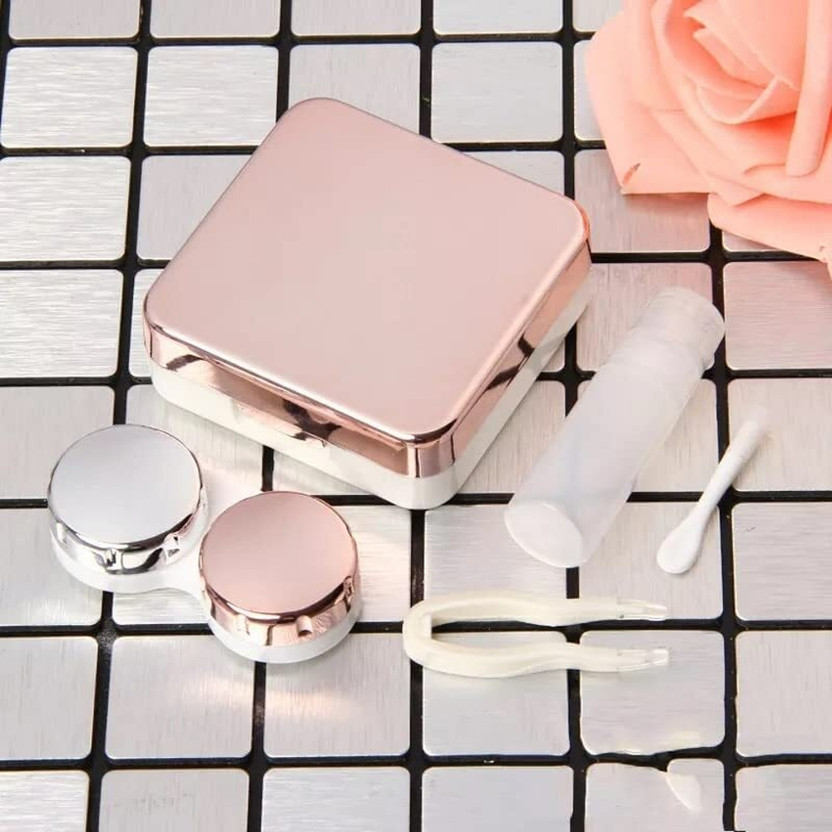 kunj sales Eyekan Travel Contact Lens Case Box with Mirror (Gold)(Pack of: 1)