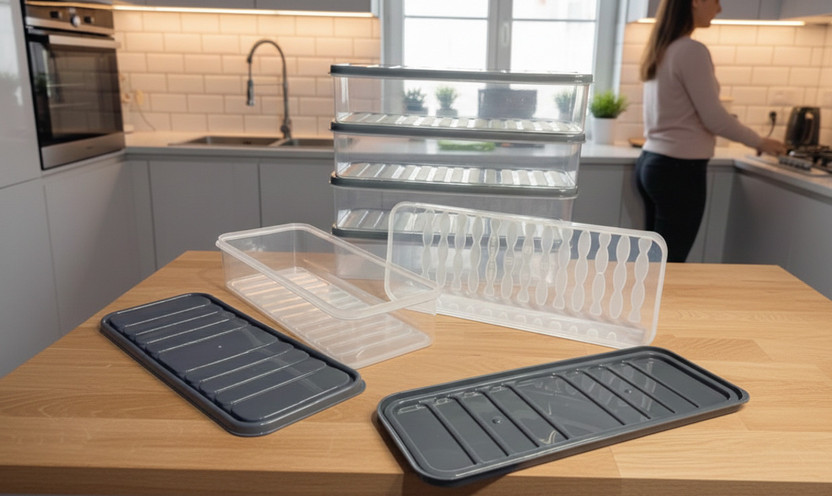 A2Z AMR SOLUTION Plastic Fridge Container  - 1000 ml(Pack of 6, Grey)