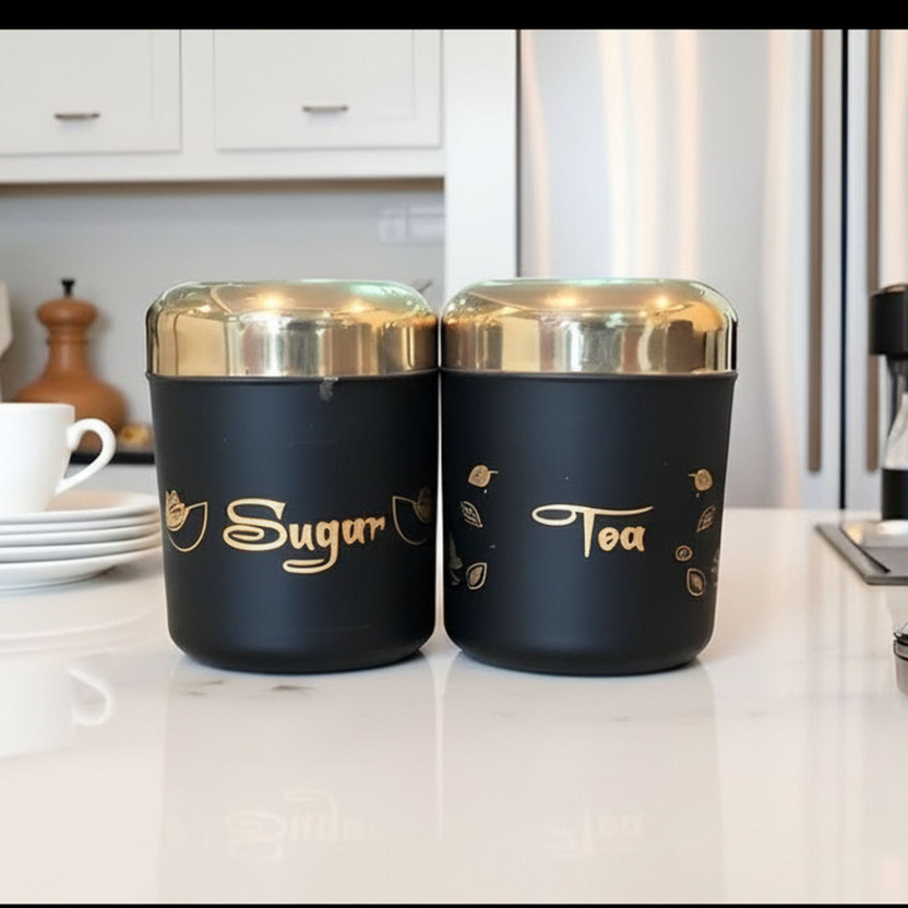siya corparation Stainless Steel Tea Coffee & Sugar Container  - 500 ml(Pack of 2, Black)