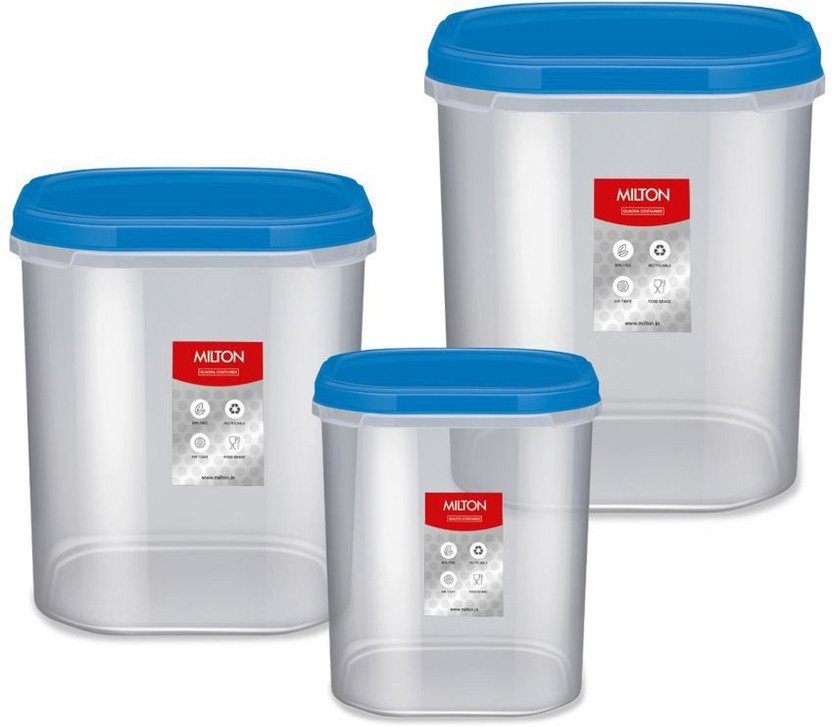 MILTON Plastic Cookie Jar  - 2000 ml, 3000 ml, 4000 ml(Pack of 3, Blue)