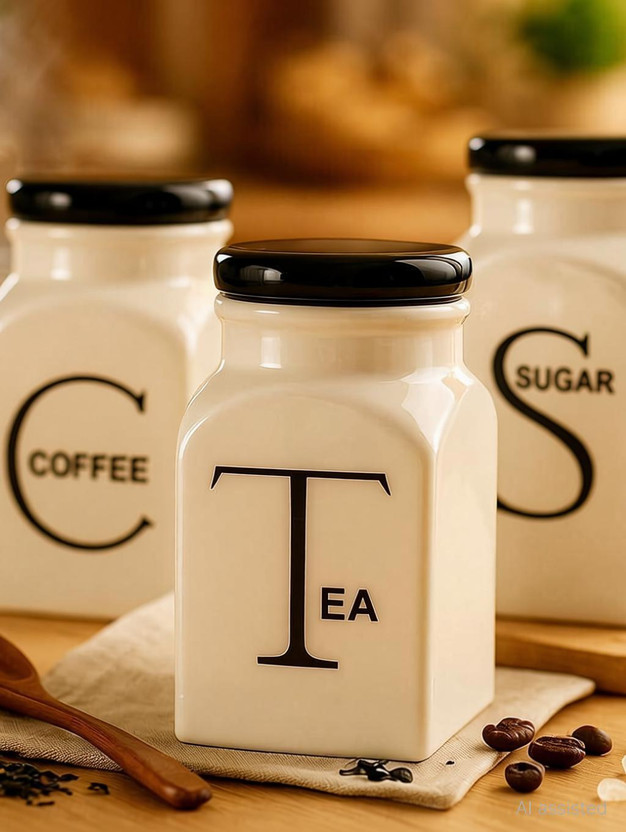 cerinova cerinova Ceramic Tea Coffee & Sugar Container  - 300 ml(Pack of 3, White) - Flipkart Deal