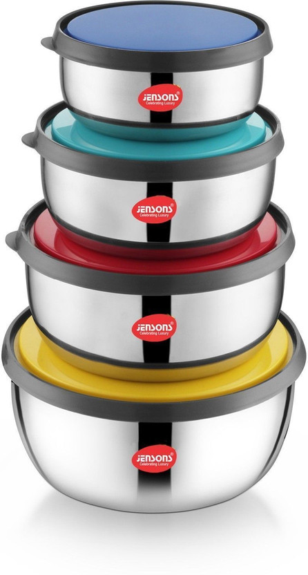 Jensons Jensons Steel Cookie Jar  - 1375 ml, 1000 ml, 625 ml, 375 ml(Pack of 4, Silver) - Flipkart Deal