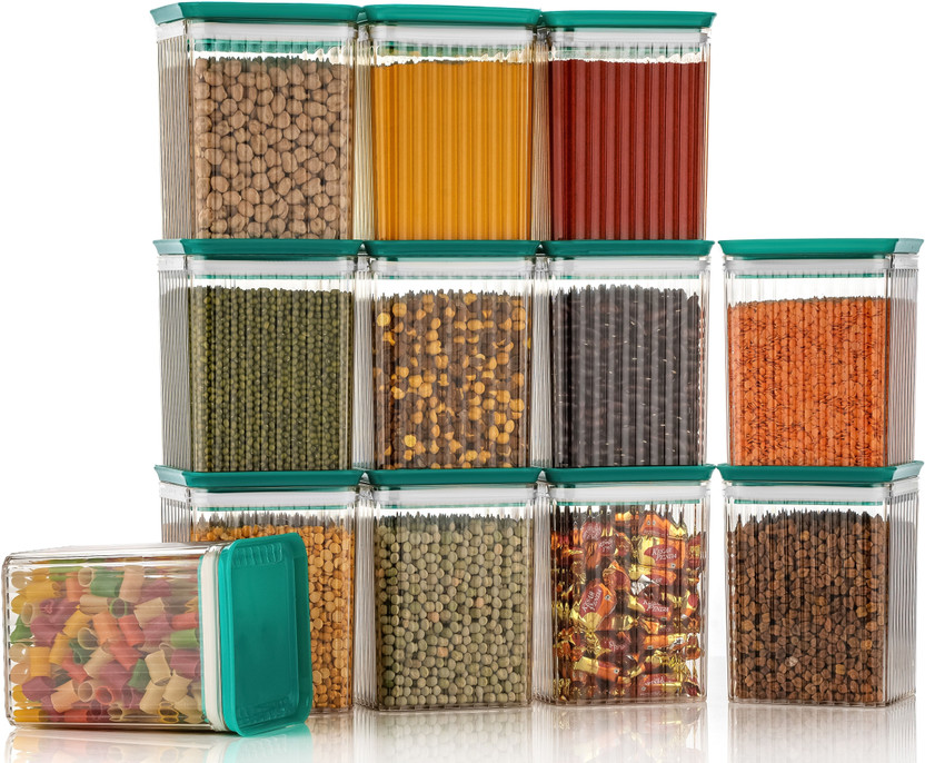 Flipkart Flipkart SmartBuy Plastic Grocery Container  - 1250 ml(Pack of 12, Green) - Flipkart Deal
