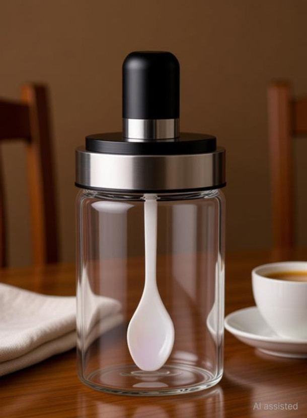 Nilkanth varni Glass Cookie Jar  - 250 ml(Clear)