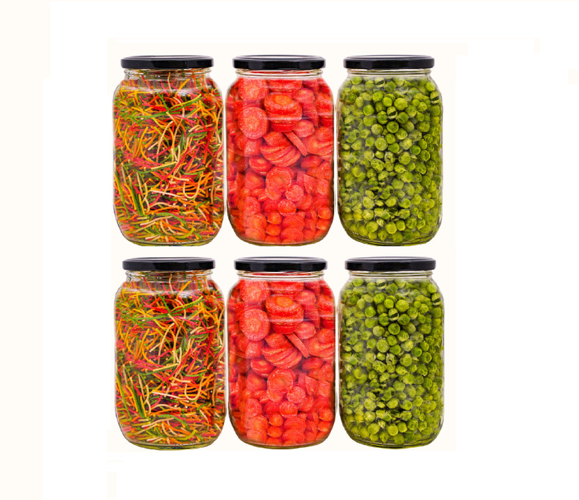 PANEL'S Glass Grocery Container  - 1000 ml(Pack of 6, Clear)