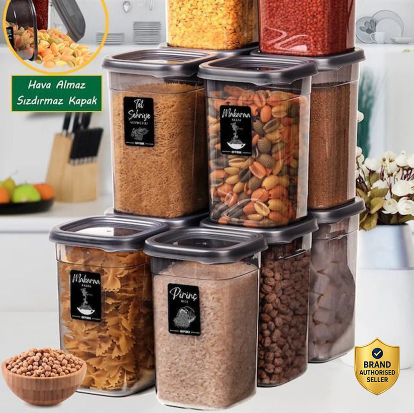 3D METRO SUPER STORE Plastic Grocery Container  - 1100 ml(Pack of 6, Transparent, Grey)