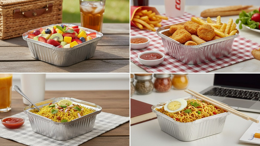 SERVEECO Aluminium Utility Container  - 250 ml(Pack of 100, Silver)