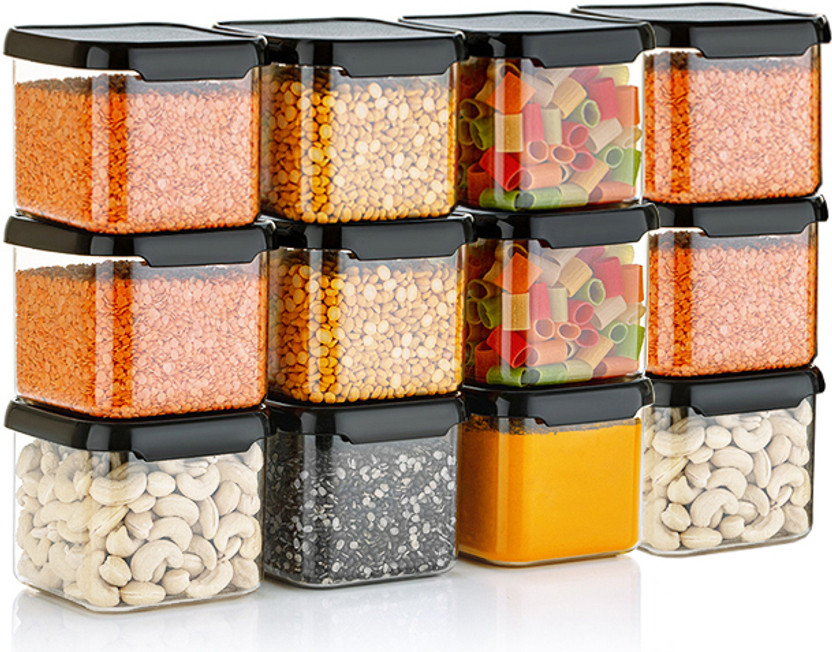 NEXIUM Plastic Grocery Container  - 500 ml(Pack of 12, Black)