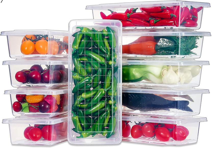 Flipkart Flipkart SmartBuy Plastic 10pc Fridge Storage Basket Box Freezer Containers Food Dry Fruit Vegetables 1.5L Storage Basket(Pack of 10) - Flipkart Deal