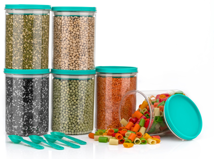 orsaled Plastic Grocery Container  - 1000 ml(Pack of 6, Silver)