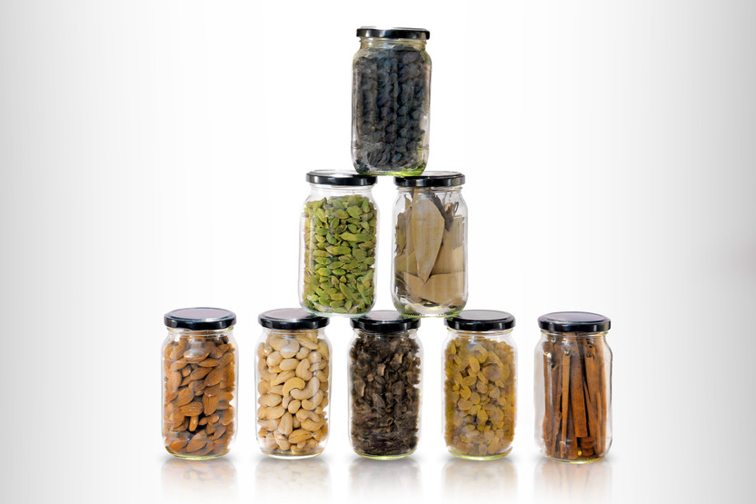 PANEL'S Glass Grocery Container  - 400 ml(Pack of 6, Clear)