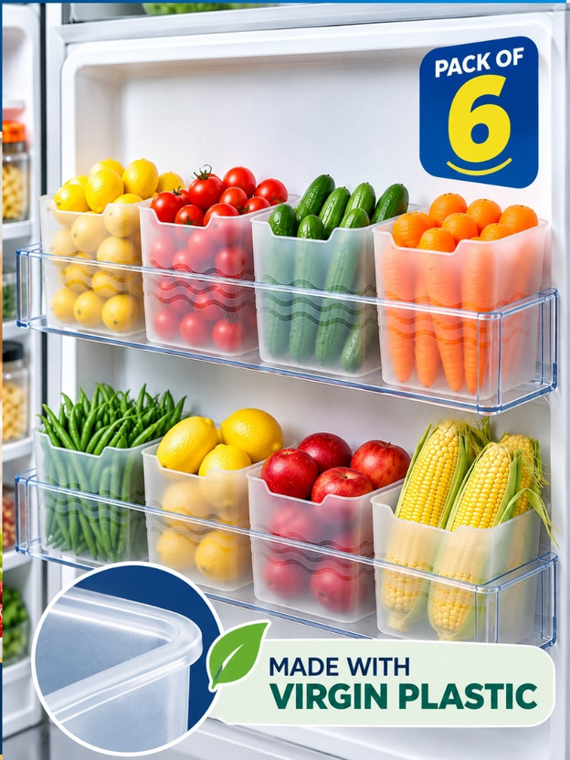 Dwantis Dwantis Plastic Fridge Container  - 1000 ml(Pack of 6, Clear) - Flipkart Deal