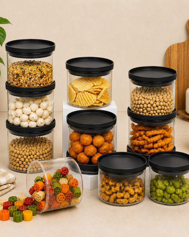MOUNTHILLS Plastic Grocery Container  - 500 ml(Pack of 10, Black)