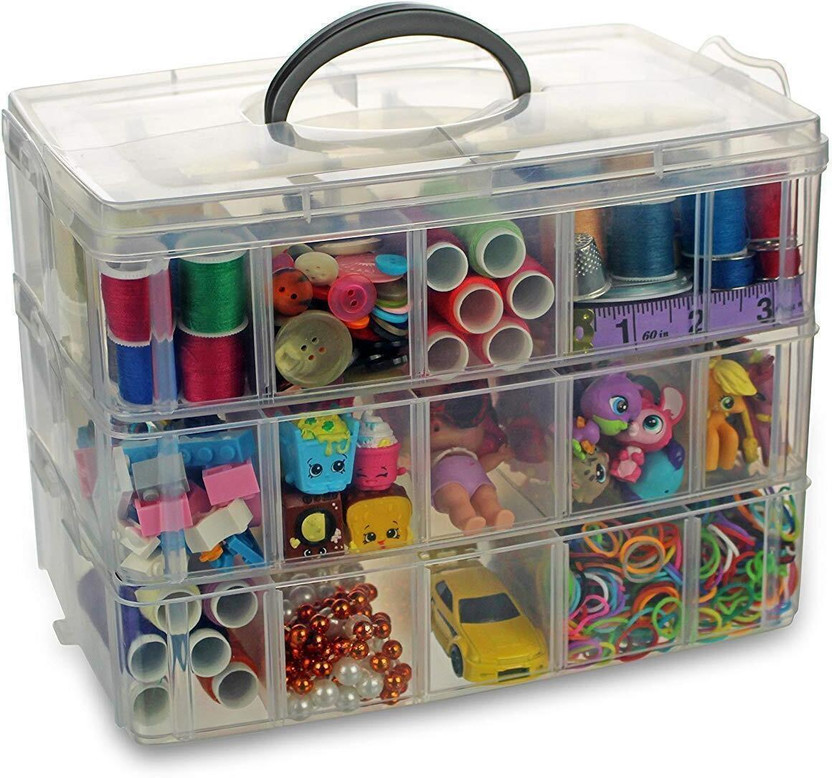RadhaTex 3 Layer 18 Grid Multi Purpose Storage Box With Adjustable Dividers X1.234 Plastic Wall Shelf(Number of Shelves - 1, Clear)