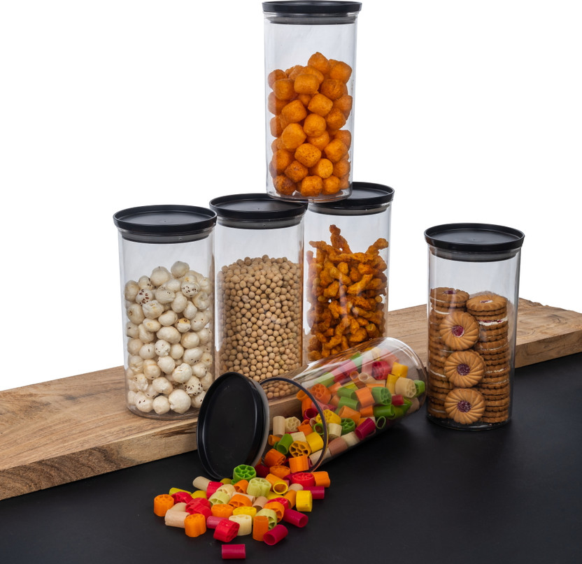 Flipkart Flipkart SmartBuy Plastic Grocery Container  - 1400 ml(Pack of 6, Black) - Flipkart Deal
