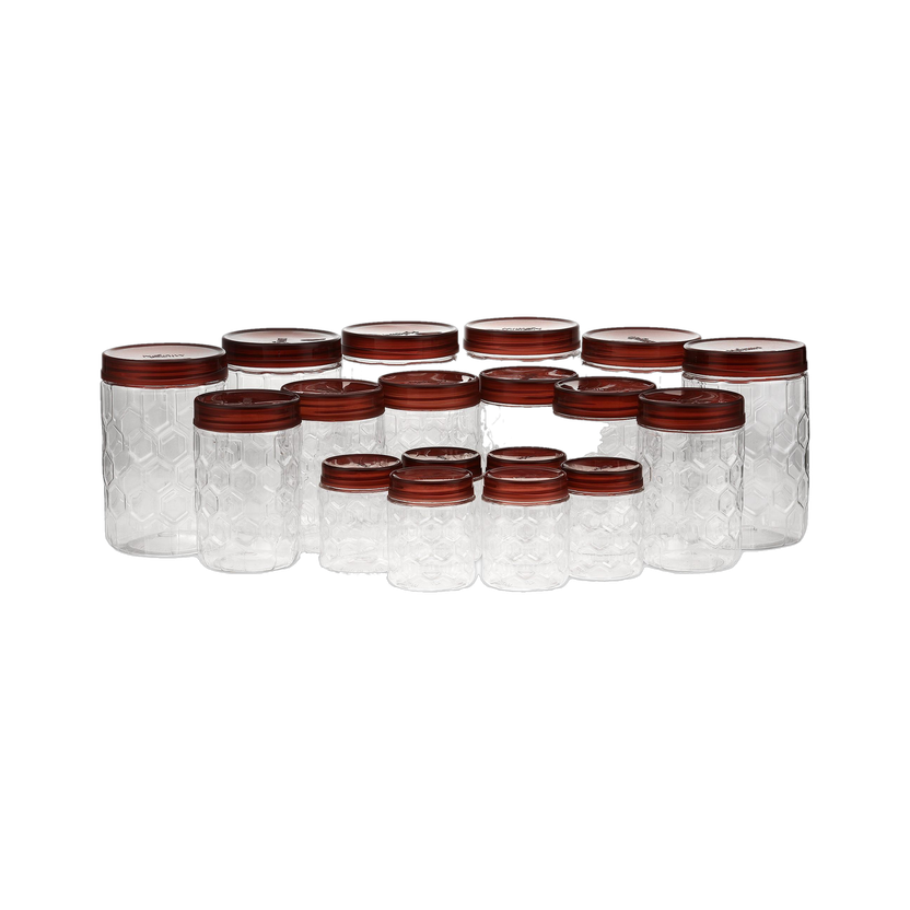 MILTON Plastic Grocery Container  - 270 ml, 665 ml, 1240 ml(Pack of 18, Brown)