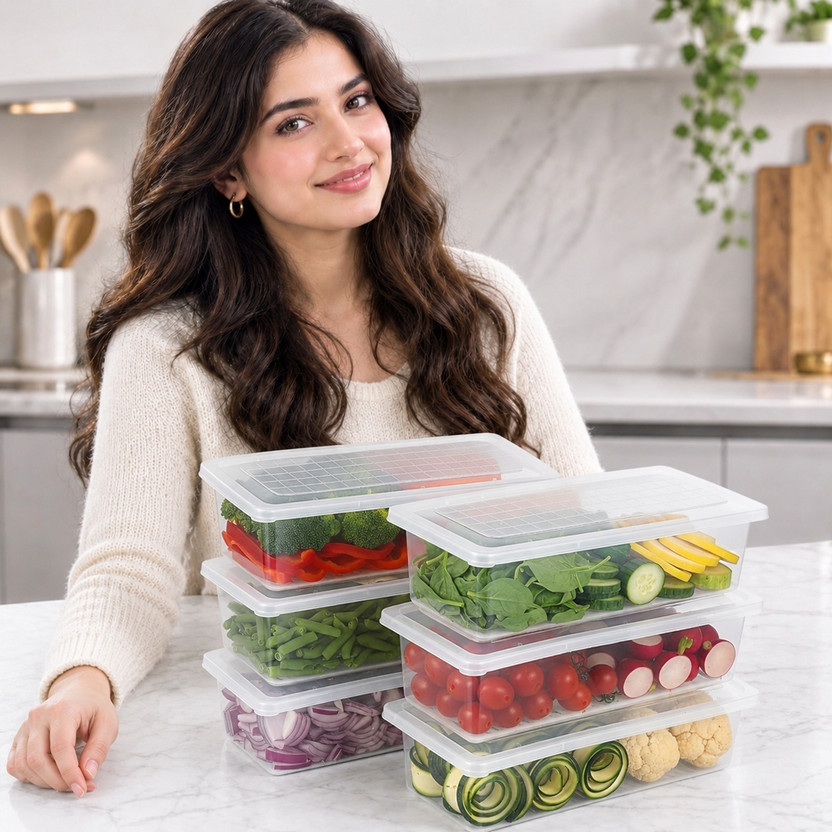 UAF UAF GLOBAL MART Plastic Fridge Container  - 1500 ml(Pack of 6, Transparent, Clear) - Flipkart Deal