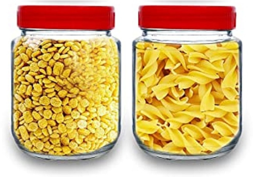 Coozico Glass Honey Jar  - 500 ml(Pack of 2, Red)