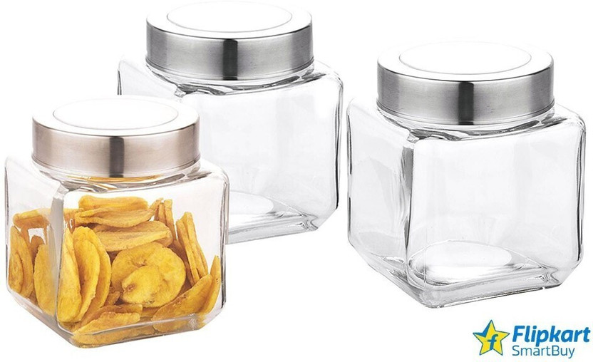 Flipkart Flipkart SmartBuy Glass Cookie Jar  - 600 ml(Pack of 3, Clear) - Flipkart Deal