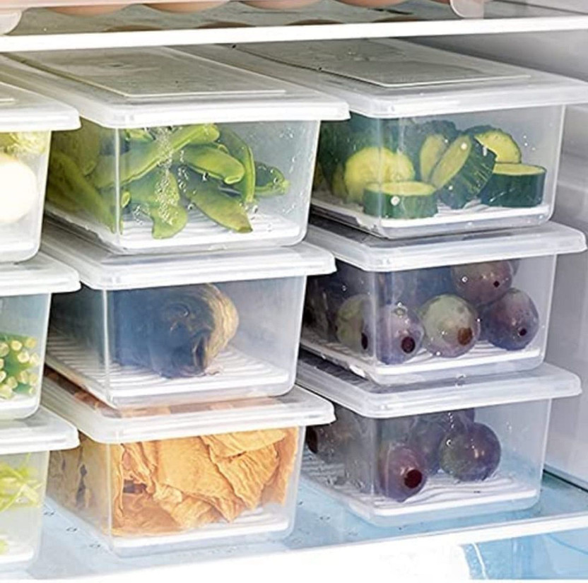 Stysol Plastic Fridge Container  - 1500 ml(Pack of 8, White)