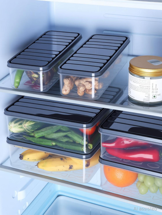 Mataiva Mataiva Plastic Fridge Container  - 1200 ml(Pack of 6, Black) - Flipkart Deal