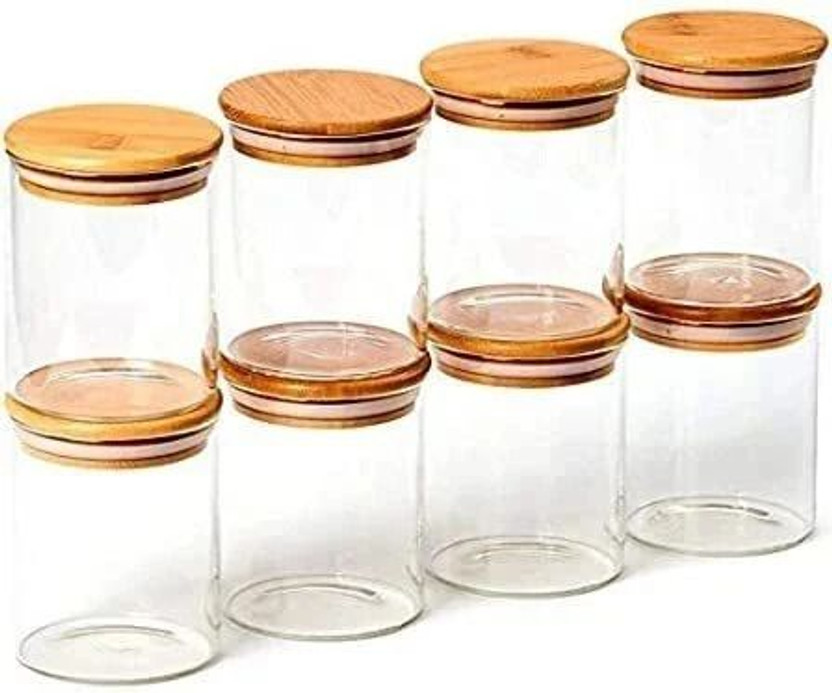 cinshu international Glass Grocery Container  - 250 ml(Pack of 8, Clear)
