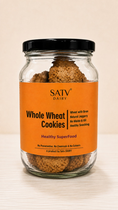 Satv Dairy Whole Wheat Atta Cookies | Nutritious Crunchy Diet Biscuits for Healthy Snack Cookies(100 g)