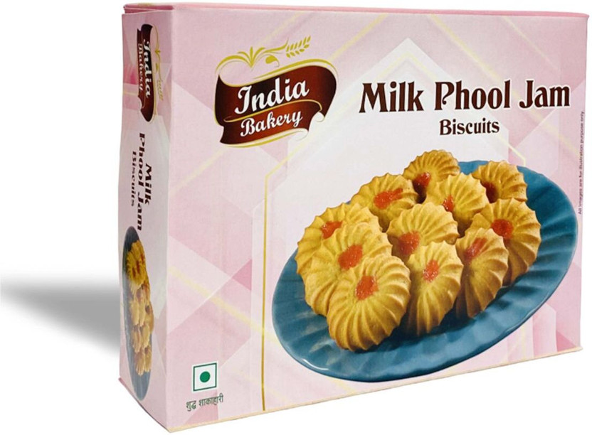 INDIA BAKERY Milk Phool Jam Biscuits 350 GM Cookies(350 g)