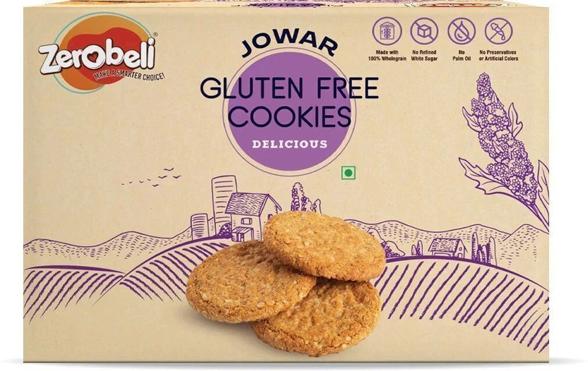 Zerobeli Jowar Gluten Free Cookies | No Palm Oil, Maida & Preservatives | Healthy Snacks Multi Grain Biscuit(250 g)